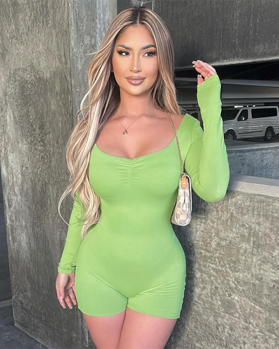 Women New Autumn Winter Brushed Long Sleeves Sports Shorts Jumpsuit S-L