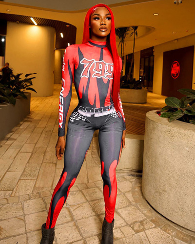 New Street Style Personalized Letter Printed Jumpsuit Pants S-L