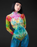 Wholesale Women New Printed Tight Fitting Long Sleeved Jumpsuit Colorful S-L