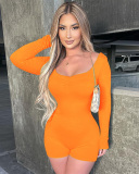Women New Autumn Winter Brushed Long Sleeves Sports Shorts Jumpsuit S-L