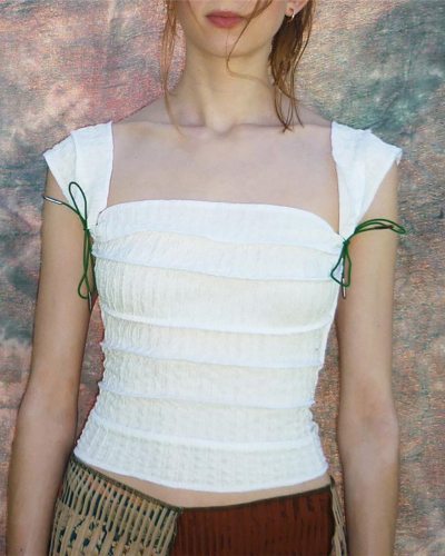 Summer Y2K Squre Neck Style Cute Girl Vest Tops S-L