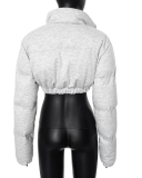 Women Short Style With Exposed Navel Zipper Splicing And Waist Cinching Jacket S-XL