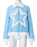 Women  Fashionable Lapel Velvet Lining Long Sleeved Top Jacket