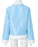 Women  Fashionable Lapel Velvet Lining Long Sleeved Top Jacket