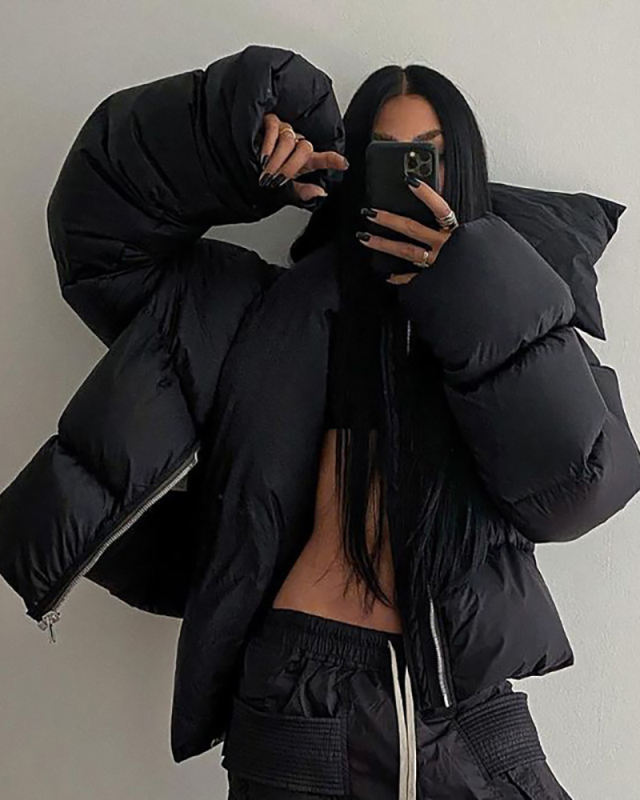 Fashion Women Winter New Item Thick Button Neck Jacket S-L
