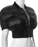 Low Neck Sleeveless Zipper Cardigan With Waist Jacket S-L