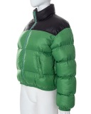 Fashion WomenSlim Fit Contrasting Color Trend Short Warm Cotton Jacket S-XL