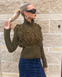 Fashion Personalized Street Knitwear Tassel Zipper Jacket  S-L