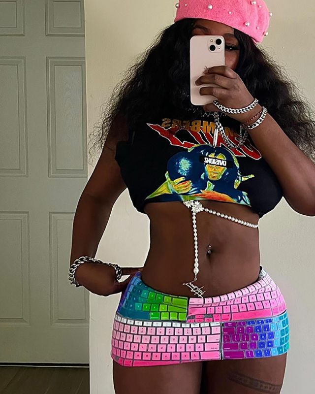 Women Summer New Street Wear Computer Keyboard Printed Mini Skirt Colorful S-L