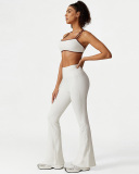 Women New Sports Bra Seamless Hips Lift Flare Pants Two Piece Sets XS-L