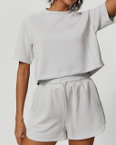 Women Short Sleeve Modal Casual T-shirt Loose Running Outdoor Sports Sets Shorts Sets S-L
