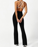Women New Sports Bra Seamless Hips Lift Flare Pants Two Piece Sets XS-L