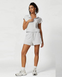 Women Modal Sports Half Zipper Neck Short Sleeve Casual Fitness Shorts Sets Two Piece Set S-L