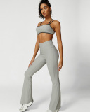Women New Sports Bra Seamless Hips Lift Flare Pants Two Piece Sets XS-L