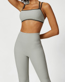 Women New Sports Bra Seamless Hips Lift Flare Pants Two Piece Sets XS-L