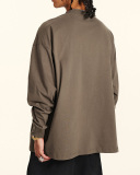 Crew Neck Long Sleeve Solid Color Autumn Loose Sports Basic T-shirt S-2XL