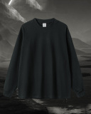 Crew Neck Long Sleeve Solid Color Autumn Loose Sports Basic T-shirt S-2XL