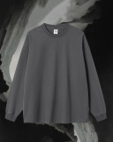 Crew Neck Long Sleeve Solid Color Autumn Loose Sports Basic T-shirt S-2XL