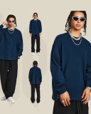 Crew Neck Long Sleeve Solid Color Autumn Loose Sports Basic T-shirt S-2XL