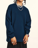 Crew Neck Long Sleeve Solid Color Autumn Loose Sports Basic T-shirt S-2XL
