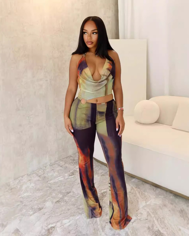 Printed Women Wholesale Fashion Sleeveless Jumpsuit S-2XL