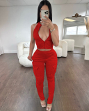 Summer Sleeveless Sporty Wholesale Two Piece Pant Set S-XL