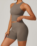 Women OEM Logo I Back Vest Sports Shorts Activewear Two Pieces Sets S-XL