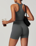 Women OEM Logo I Back Vest Sports Shorts Activewear Two Pieces Sets S-XL