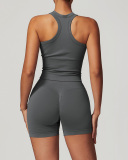 Women OEM Logo I Back Vest Sports Shorts Activewear Two Pieces Sets S-XL