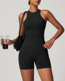 Women OEM Logo I Back Vest Sports Shorts Activewear Two Pieces Sets S-XL