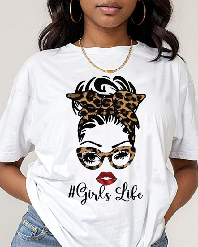 White Summer Printed Letter Versatile Loose Short Sleeved T-Shirt XS-XL