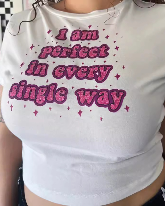 Short Style Women Printed Short T-Shirt Top XS-XL