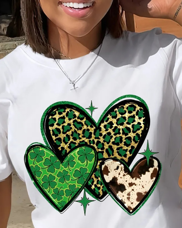 Love Heart Casual Printed T-Shirt XS-XL