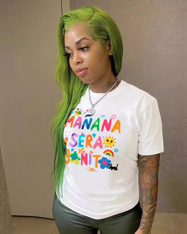 Women New O Neck Printed Letter Short Sleeve T-Shirt Top XS-XL