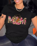 Black Summer Fashion Letter Pattern Printed T-Shirt XS-XL