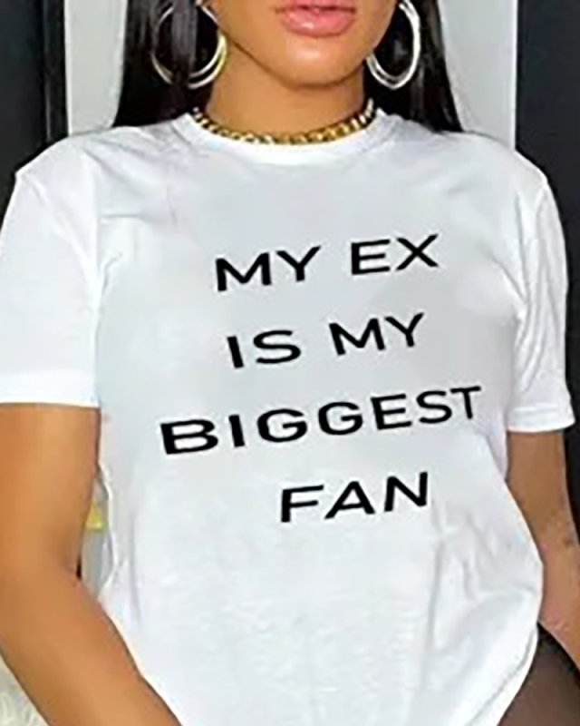 Summer Short Sleeve Printed Round Neck T-Shirt XS-XL