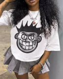 Woman Summer Printed Letter Versatile Loose Short Sleeved T-Shirt Top XS-XL