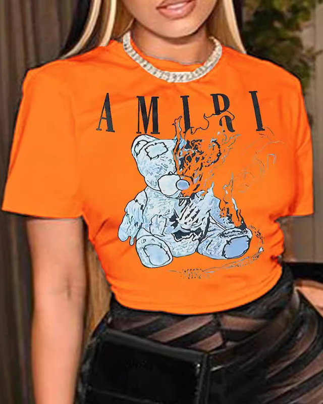 New Summer Printed Letter  Short Sleeved T-Shirt Top XS-XL