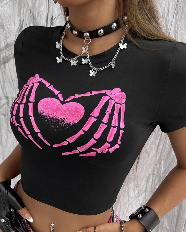 New Arrival Women Printed Short T-Shirt Top XS-XL