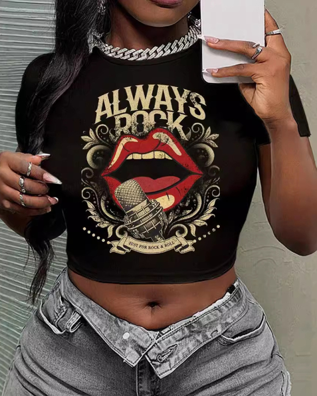 Black Cute Girl Wholesale T Shirts XS-XL