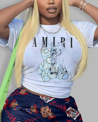New Summer Printed Letter  Short Sleeved T-Shirt Top XS-XL