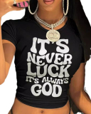 New Summer Printed Letter Loose Short Sleeved T-Shirt Top White Black XS-XL