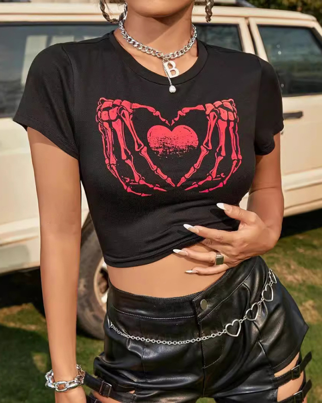 New Arrival Women Printed Short T-Shirt Top XS-XL