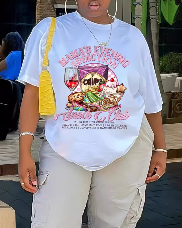 Women's Summer Printed Women's Round Neck T-Shirt XS-XL