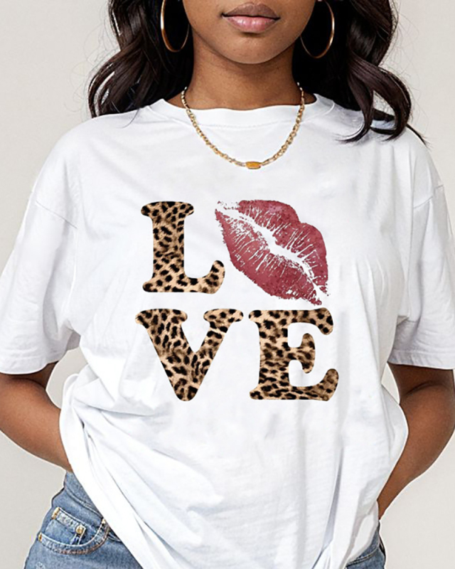 Summer Pattern Printed Letters Loose Short Sleeved T-Shirt Top XS-XL