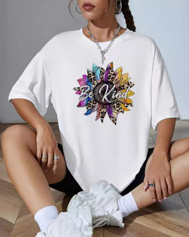 White Printed Short Sleeved T-Shirt XS-XL