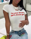 White Printed Women Summer T Shirts XS-XL