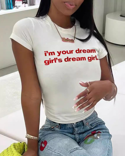White Printed Women Summer T Shirts XS-XL