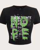 New Street Nope Printed Short T-Shirt Top XS-XL
