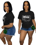New Summer Letter Printed Loose Short Sleeved T-Shirt Top XS-XL